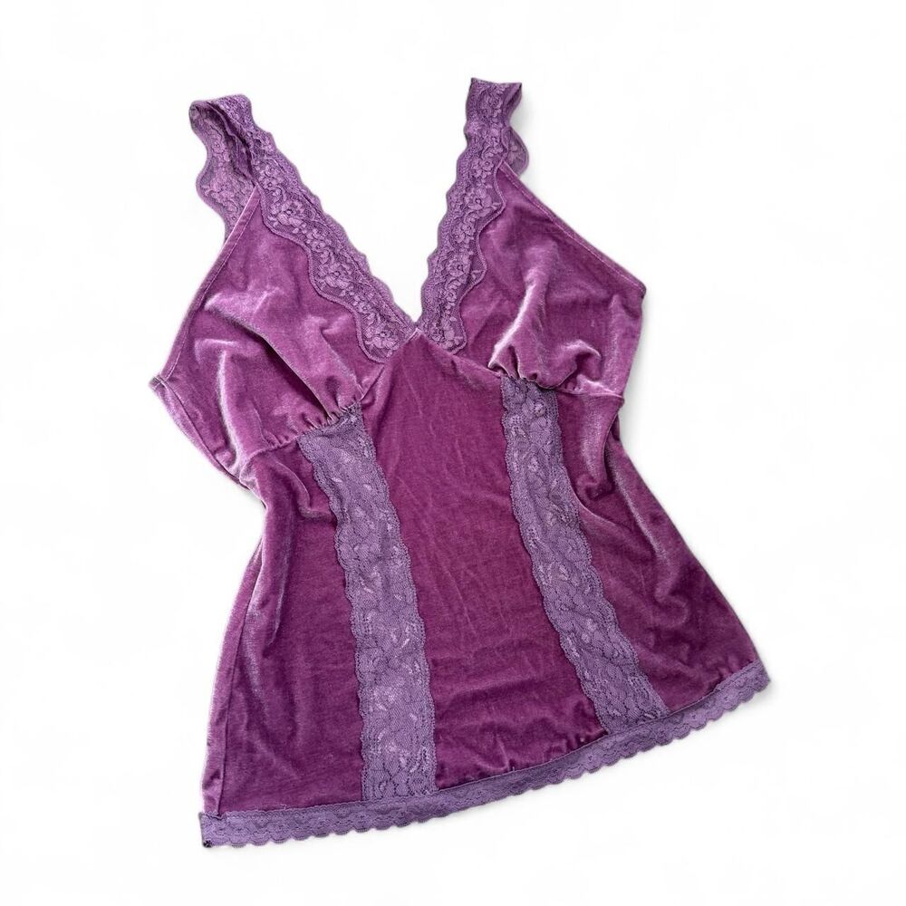 Y2K Pamela Anderson Purple Velvet Babydoll Cami Top